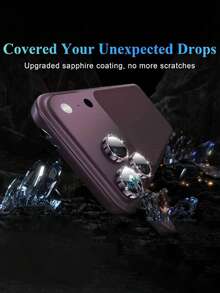 3入組相機鏡頭保護貼，相容 iPhone 18 Pro Max/18 Pro 系列，金屬邊框強化玻璃，亮片相機蓋，HD 高清透明（酒紅色） - 酒紅色 - 查看 2