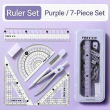 8-Piece Geometric Compass And Ruler Set, Complete Math Drawing Tool Kit With Ruler, Triangle Ruler, Protractor, Eraser And Replacement Lead, Portable Metal Storage Box, Practical School And Office Stationery For Students - Compass Set - View 8