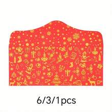 6/3/1pc Christmas Red Gold Foil Envelopes Set, Snowflake Hot Stamping Money Gift Envelope, Xmas Greeting Card Letter Paper Postcard Invitation For Holiday Party Favor, Festive Stationery Back To School Winter Photo Booth Table Display Prop - A - View 13