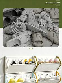 1 Colorful Wall-Mounted Shoe Storage Box, Foldable Multifunctional Storage Shelf (No-Drill), Easy To Install And Space-Saving For Entryways, Hallways, And Closets; Compact Shoe Storage Suitable For Homes, Living Rooms, And Bedrooms; Holiday Gift. - Multicolor - View 2