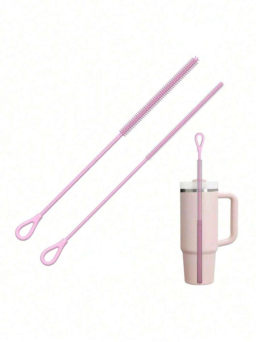 Silicone Straw Cleaning Brush, Reusable, Extended Design, Suitable For Cleaning Glass, Metal Milkshake Straws And Straw Cups, Non-Slip Handle Soft And Flexible. Back To School