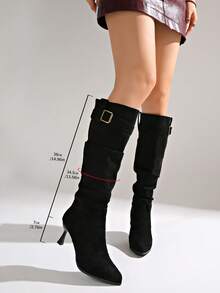 Autumn/Winter New High-Top Boots Thick Heel High Heel Women's Boots Plus Size - Black - View 8