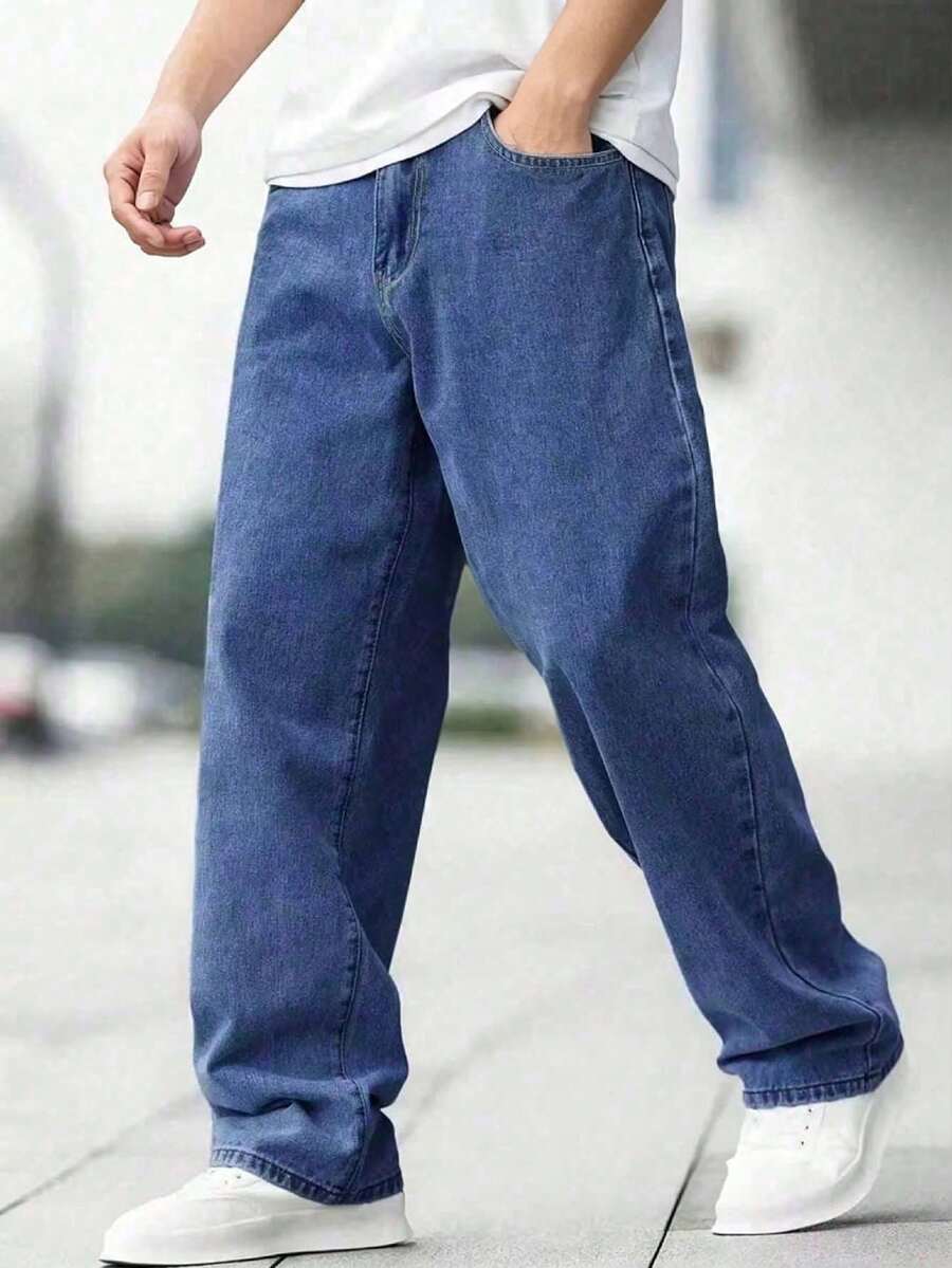 Tween Boy Minimalist Straight Leg Denim Jeans - Blue - View 1