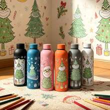 The Grinch 6 Colors Christmas Vacuum Insulated Water Cup, Joyful Christmas Style With Carrying Strap Stainless Steel , Double-Wall Reusable Travel Tumbler, Winter Holiday Christmas Gift - Multicolor - View 1