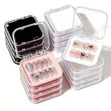 16pcs Kotak Penyimpanan Nail Art 4 Warna Kotak Penyimpanan Akrilik Kotak Pajangan Nail Art Kotak Pajangan Nail Art Kotak Kuku Palsu dengan Pita Lem Kuku Dua Sisi Cocok untuk Kuku Palsu - View 6
