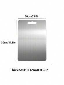 1pc Stainless Steel Double-Sided Cutting Board, Kitchen Rolling Pin, Antibacterial, Hanging Hole - Silver - View 6