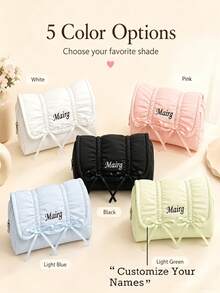 Customized Name Makeup Bag, Bridesmaid Wedding Gift, Personalized Travel Makeup Organizer Bag, Women's Personalized Travel Makeup Bag - Multicolor - View 2