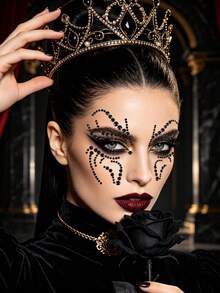 STARTTOOS Halloween Face Gem Stickers Easter Costume Party - 3D Spider Witch Pattern Face Neck Chest Decoration Rhinestone Stickers DIY Holiday Party Gift Decoration Gem Stickers 1pc/Pack - Black - View 6