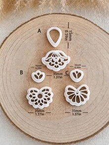 Retro Hollow Floral Polymer Clay Cutters, Lace Flower Teardrop Shapes, DIY Handmade Drop Earring Jewelry Craft Making Tools - White - View 7