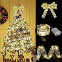 20/50/100LED Christmas Ribbon With Lights Battery Powered Indoor String Lights Xmas Tree Accessories Decoration For Christmas New Year - Christmas Ribbon Light String-battery - View 9