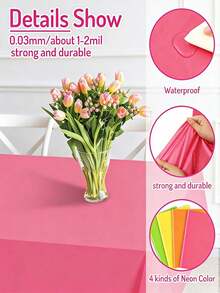 1pc Colorful Plastic Tablecloth, Elegant Rectangular Table Cover, Suitable For 60s Theme Party, Wedding, Birthday, Graduation Ceremony, Halloween, Easter, Size: 137x274cm, Easy To Clean - View 4