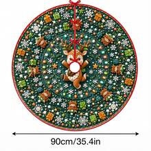 1pc Cartoon Reindeer Gift Snowflake Pattern Christmas Tree Skirt, Elegant Color Holiday Decoration, 5 Sizes, Unisex Holiday Gift, Suitable For Home And Party Christmas Decor - Cartoon Reindeer Gift Snowflake - View 15