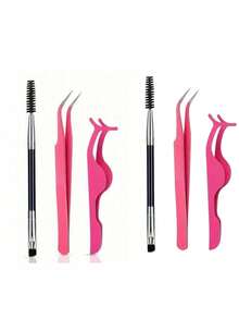3pcs/Set Curved Tweezers, Eyelash Curler And Eyelash Brush Combination, Curved Tweezers And Curved Eyelash Curler Combination, Better Meet Multi-Layer Eyelash Extension Needs, Enhance User Experience - Multicolor - View 14