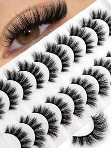 Sibeuna 10 Pairs Fluffy Thick False Eyelashes, Dramatic Volume, Soft And Plush, Suitable For Daily Makeup, Reusable, Gift For Women And Girls, Perfect For Beginners And Party, Holiday Eye Makeup - Black - View 1