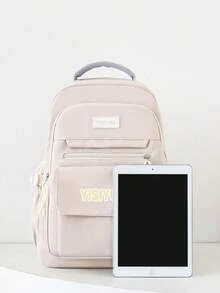 3pcs School Backpack Set, Unisex Design, High Aesthetic Large Capacity Student Bookbag, Suitable For Back To School Season - Multicolor - View 3