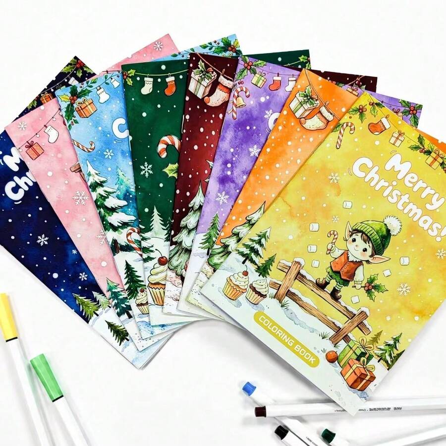 4pcs Children's Christmas Coloring Book Set, Holiday Activity Books, Santa Claus, Snowman, Reindeer, Gingerbread Man Coloring Fun, Christmas Gifts And Stocking Stuffers, Creative Stress Relief Toys, Interesting Hand Drawing Training Coloring Books, First Choice For Holiday Gifts - Multicolor - View 1