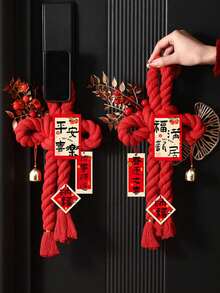 1件裝 2026新年幸運水果掛飾，馬年新式門口裝飾，春節新年廚房櫥櫃窗戶牆面大門裝飾，小型聖誕花環，緊湊型室內聖誕花環 - 彩色 - 查看 1