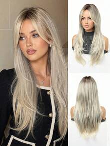 1PC 22 Inch Long Synthetic Wig, Natural Straight Style, Stunning Brown Color Wig. (Multiple Colors Available)With Bangs Design, This Wig Piece Is Perfect For Women's Daily Wear, Parties And Cosplay, Providing A Natural And Durable Wig Gift. - Multicolor - View 12
