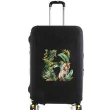 Elastic Luggage Cover, Jungle Tiger Letter Print Luggage Protective Cover, Stretchable Dust-Proof Scratch-Resistant Reusable Travel Cover, Suitable For 18-32 Inch Luggage - Black - View 18