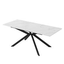 Extendable Dining Table, Automatically Extendable Dining Table, Rectangular Table, Coffee/Leisure Table, L150/180 X W70 X H75.5, Leg Design, Marble Structure, Black And White - 1 - View 6