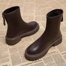 Women's Boots Ankle Boots British Style Thick Sole Ankle Boots Motorcycle Boots Mid-Calf Boots Comfortable Outdoor - Brown - View 3