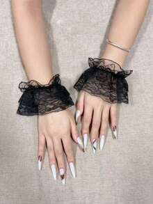 1 Pasang Lengan Pelindung Renda Aneka Warna untuk Wanita, Aksesori Kostum Lolita Gothic, Sarung Tangan Dekorasi Lengan Renda - Renda bermotif - View 11