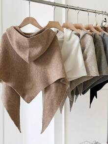 1pc Women's Solid Color Triangular Knit Shawl, Loose Fit, Warm, Elegant Style, Suitable For Outdoor Travel In Autumn/Winter And Snowy Season For Dress - Multicolor - View 13