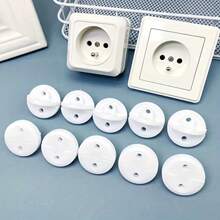 10pcs Power Socket Protective Covers, Anti-Electric Shock Socket Safety Plugs, European Style Outlet Safety Covers, Insulated Flame Retardant Dust-Proof Anti-Accidental Touch, Home Room Protection Accessories, Suitable For Bathroom, Kitchen, Toilet, Living Room - Multiple Styles - View 4