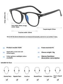 1 Pair Unisex Fashion Casual Minimalist Rivet-Design Glasses - Clear - View 7