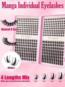512/384pcs Fairy Cluster C-Curl Cartoon False Eyelashes 8-16mm Thin Natural Lash Extensions DIY Cluster False Eyelashes Easy To Wear Reusable Suitable For Daily Makeup - View 3