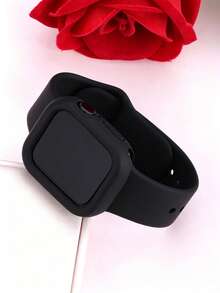 2合1運動矽膠錶帶與錶殼，相容 40mm、41mm、42mm、44mm、45mm、46mm 與 49mm 尺寸，柔軟舒適鉚接矽膠錶帶搭配防摔鏤空矽膠保護殼，相容 Series Ultra/12/11/10/9/8/7/6/5/4/SE 機型，防水運動錶帶與錶殼套組，男女適用 - 矽膠錶帶+錶殼-黑色 - 查看 4