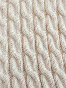 Girls' College Style Solid Color Cable Knit High Neck Cardigan Sweater, Suitable For School Daily Wear In Spring, Autumn And Winter - Apricot - View 7