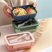 1pc Lunch Box With Utensils, Portable Leak-Proof Food Storage Container, Dishwasher , Microwaveable, Easy To Clean, For Back To School, Classes, College, Office, Camping And Picnic, School Supplies, Kitchen Storage Box And Cabinet, Kitchen Accessories - Multicolor - View 5