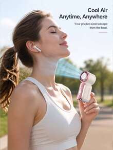 Mini Portable Handheld Fan With LED Digital Display And 4-Speed Wind Modes, 13000 RPM High-Speed Motor Powerful Cooling, 9.4cm Pocket Size Design, 500mAh USB-C Rechargeable Battery, 1-Hour Fast Charging, Suitable For Summer Portable Use, Back To School Season - A - View 4