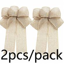 (2pcs/Pack) Christmas Tree Wreath Decoration Bows, Linen Bows Christmas Tree Decoration DIY Handmade Materials - Mixed Colors - View 15
