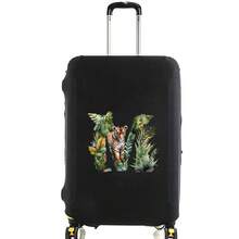 Elastic Luggage Cover, Jungle Tiger Letter Print Luggage Protective Cover, Stretchable Dust-Proof Scratch-Resistant Reusable Travel Cover, Suitable For 18-32 Inch Luggage - Black - View 47