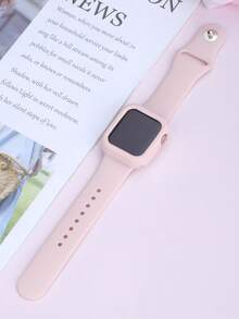 2合1運動矽膠錶帶與錶殼，相容 40mm、41mm、42mm、44mm、45mm、46mm 及 49mm 尺寸，柔軟舒適鉚接矽膠錶帶搭配防摔鏤空矽膠保護殼，相容 Series Ultra/12/11/10/9/8/7/6/5/4/SE 機型，防水運動錶帶與錶殼套組，男女適用 - 矽膠錶帶+錶殼-粉紅色 - 查看 3
