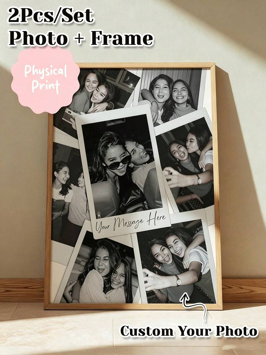 Personalized Photo Collage Frame, Photo Collage Poster, Custom Photo Print Wall Decor, Best Friend Gift, Birthday And Anniversary Gift - Multicolor - View 1
