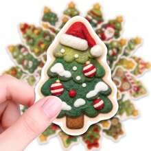 50pcs Christmas Tree Christmas Theme Cartoon Graffiti Stickers, Diverse Designs, Enhance Thinking And Creative Action Ability, Art Supplies, Children Sticker Toys - Multicolor - View 6