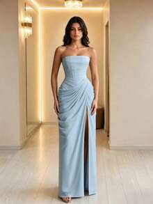 Women Cocktail Dresses - Baby Blue - View 10