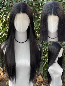 Brown 13*4 Lace Front Long Straight Hair Wig For Women, High Quality Heat Resistant Synthetic Fiber Wig Suitable For Daily Wear And Cosplay - Multicolor - View 12