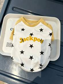 Dog Shirt For Small And Medium Dogs, Cute Star Print Jackpot Letter Pet T-Shirt, Soft And Breathable Raglan Sleeve Puppy Clothes, Daily Wear Cat T-Shirt, Suitable For Kittens, Chihuahuas, Maltese, Shih Tzus - Multicolor - View 6