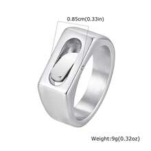 1pc Minimalist Hip-Hop Stainless Steel Rotating Ring, Steel Color Men's Jewelry Accessory, Personalized Daily Gift - Silver - View 8