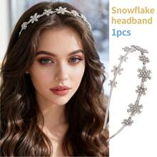 1pc Cute Snowflake Rhinestone Women's Headband, Christmas Snowflake Metal Hair Hoop, Fashionable Minimalist Alloy Hair Accessory, Suitable For Daily Wear - Multicolor - View 7