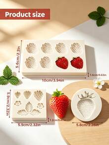 Set Cetakan Silikon Bunga Stroberi 3D, Cetakan Buah untuk Fondant, Cokelat, Permen, Dekorasi Kue, Alat Pembuat Kue, Cocok untuk Topper Cupcake, Tanah Liat Polimer, Kue Kering, Kerajinan DIY Kue Pastry, Dapat Digunakan Kembali dan Mudah Dibersihkan, Perlengkapan Dapur untuk Membuat Kue - Krem - View 10