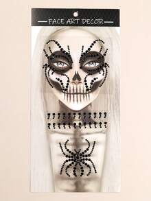 STARTTOOS Halloween Face Gem Stickers Easter Costume Party - 3D Spider Witch Pattern Face Neck Chest Decoration Rhinestone Stickers DIY Holiday Party Gift Decoration Gem Stickers 1pc/Pack - Black - View 10