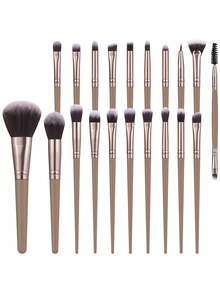 19/20/39Pcs Complete Cosmetic Tool Set,20Pcs Premium Synthetic Makeup Brushes,Assorted Makeup Sponges,Multi‑Shape Powder Puffs,Reusable Remover Pads,Brush Washing Bowl,Versatile Makeup Tools For Daily Face And Eye Makeup Use - Brown - View 12