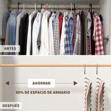 2PK Ganchos para Pantalones Ahorra Espacio 9 en 1. Acero Inoxidable, Ropa Organizador, Ganchos Ropa para Pantalones, Jeans, Bufandas - Verde - Ver 3
