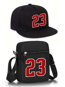 1pc/2pcs Classic Number 23 Print Men's And Women's Baseball Cap And Crossbody Bag Set - Multicolor - View 1