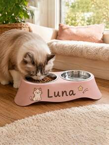 Personalized Pet Bowl, Customized Name Pet Bowl, Suitable For Feeding And Drinking, Protects Neck, Ideal For Cats, Dogs And Other Pets Feeding Utensils, Perfect Choice For Food And Water, Suitable For All Breeds As A Memorial Gift - Multicolor - View 7